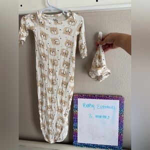 Baby Essentials Beige Bear Print Kids Nightgown